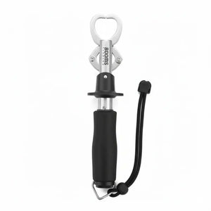 Alicate de contenção booms gripper visto de frente, com suas pinças fechadas, viradas para cima