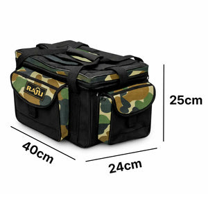 As medidas da Bolsa de Pesca Zanter Raju Camuflada em comprimento, altura e profundidade