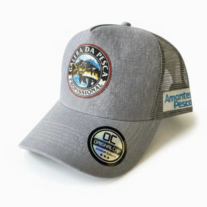 Boné de Pesca Zanter Pro Fishing na cor branca visto de lado