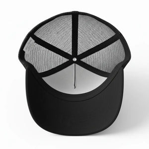 Boné de Pesca Zanter Hook Black visto de cabeça para baixo, mostrando suas costuras e acabamento