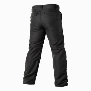 Calça Tática Masculina Vira Bermuda preta vista de costa, mostrando seus detalhes