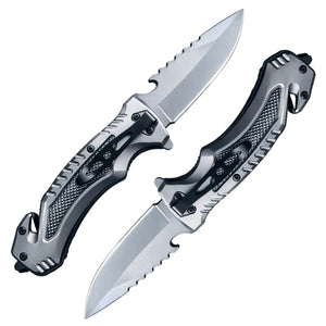 O Canivete Tático Lince mostrado do lado do seu clip de bolso em dois ângulos diferentes