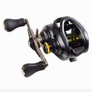 Detalhes da manivela aliviada, da estrela de fricção e do ajuste fino da Carretilha Shimano Curado