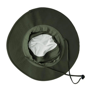 O Chapéu de Pesca Zanter Expedition Pro mostrado de baixo, com foco em sua tela que dissipa o calor