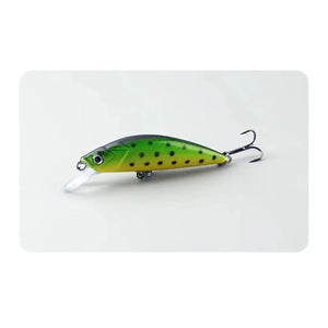 Isca tipo minnow do Kit Isca Artificial Minnow Wave na cor verde vista de lado em fundo claro