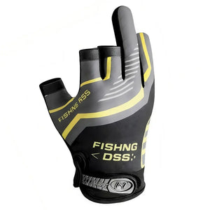 A Luva de Pesca Zanter Axis na cor cinza como os dedos para baixo em foco, com o fundo branco