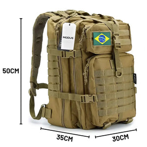 As medidas em altura, largura e profundidade da Mochila de pesca MK na cor caqui