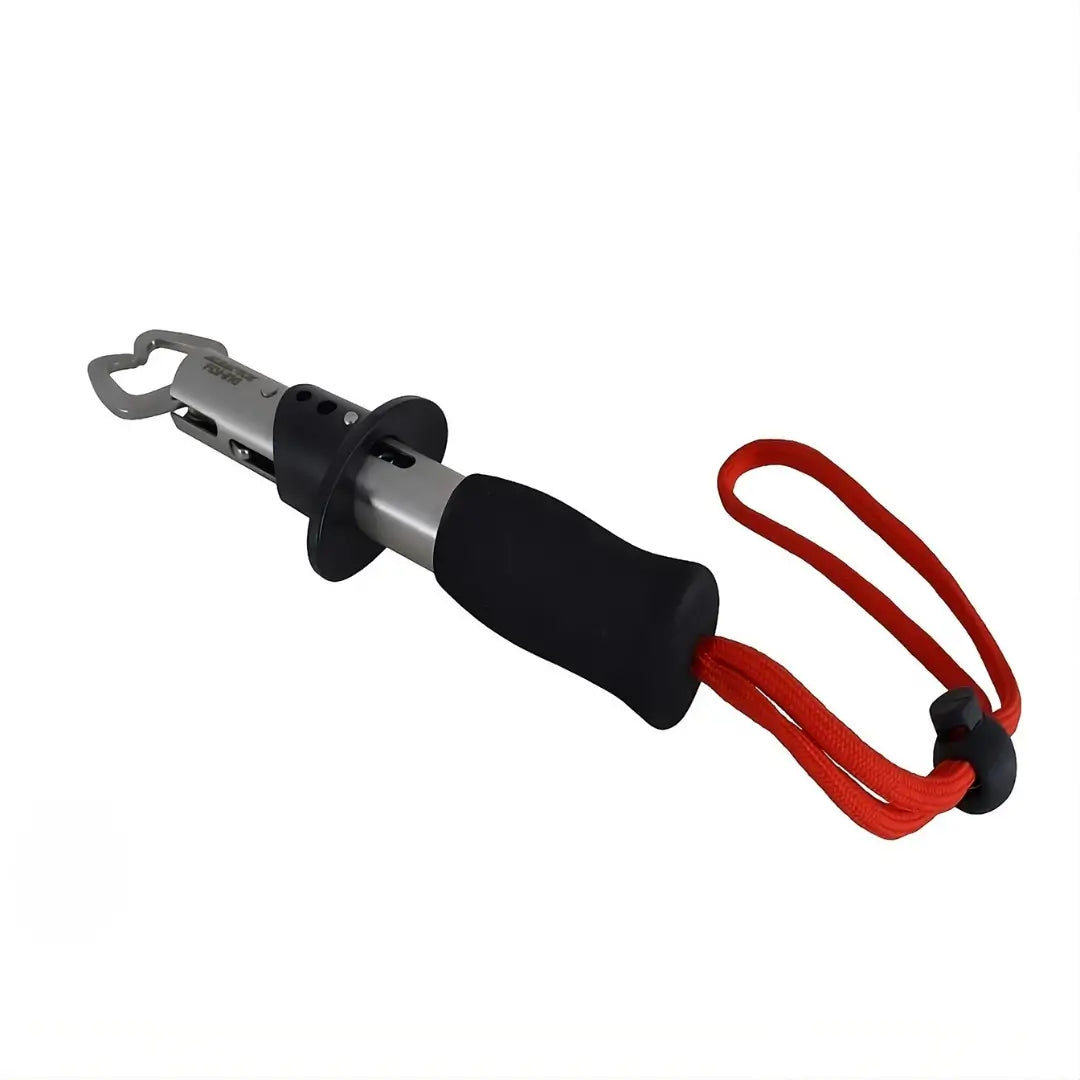 Alicate de Contenção Albatroz Claw visto deitado com suas pinças para o lado esquerdo e seu cordão vermelho