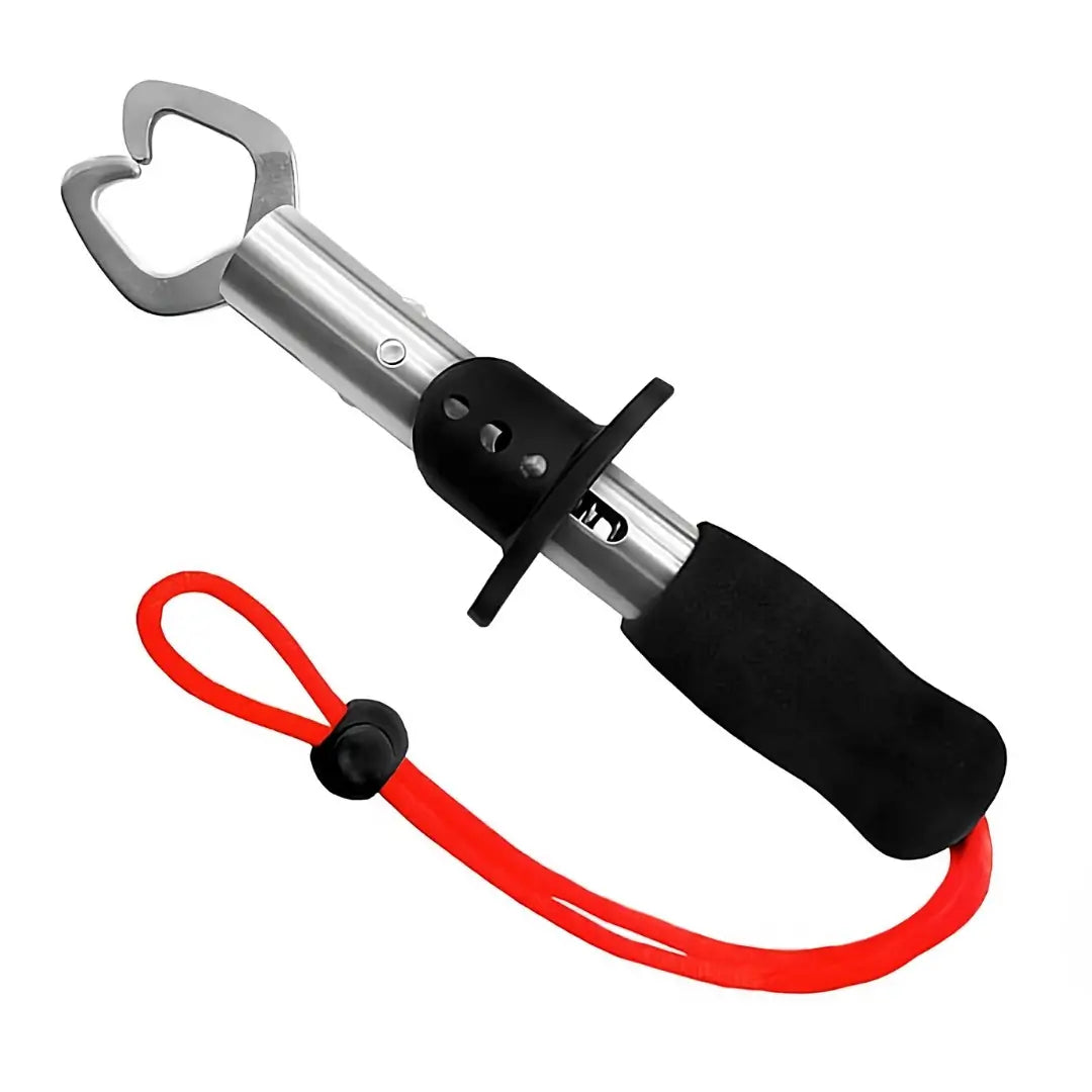 Alicate de Contenção Albatroz Claw com seu bico virado para cima e para a esquerda, com seu cordão de segurança vermelho amostra