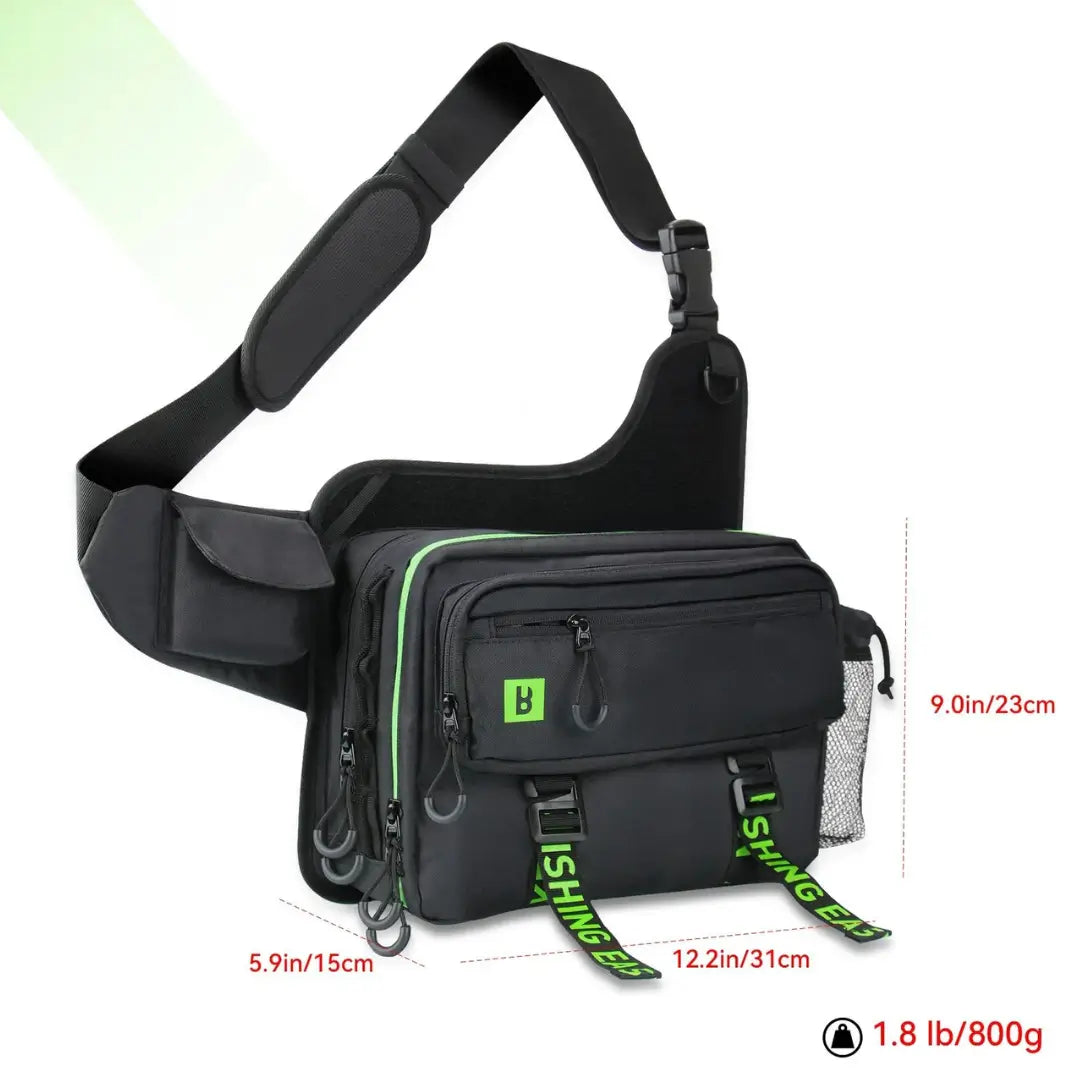 Medidas em largura, altura e profunidade da Bolsa de Pesca Booms Fishing 