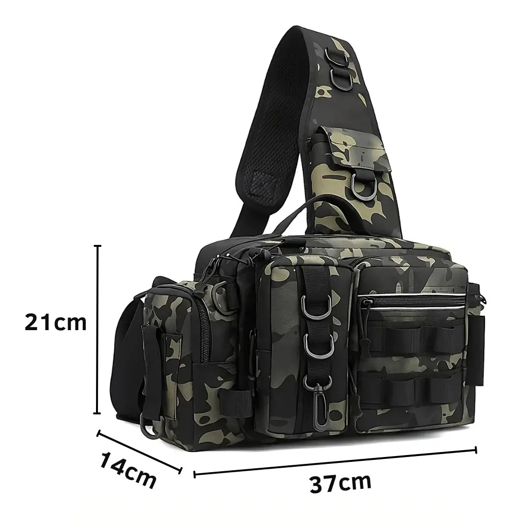 As medidas em comprimento, altura e profundidade da Bolsa de Pesca Zanter Forest