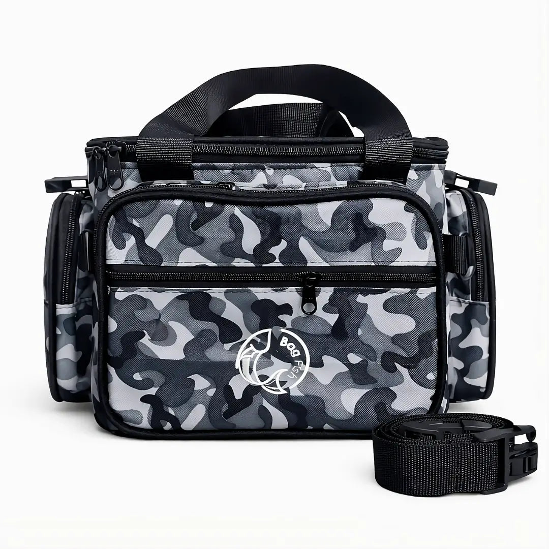 A Bolsa de Pesca Zanter Moor Camuflada vista de frente
