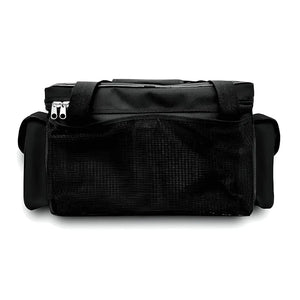 A Bolsa de Pesca Zanter Raju Preta mostrada de costas