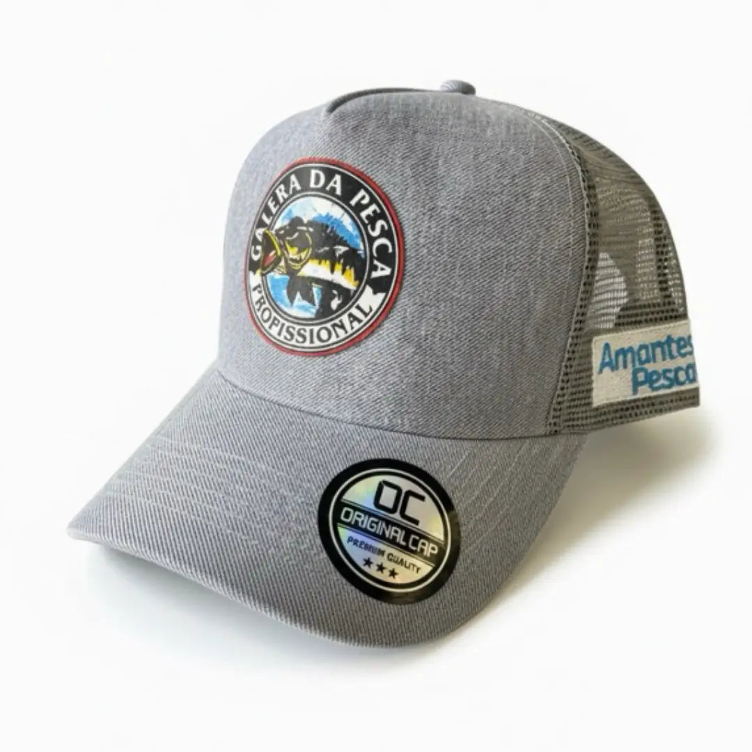 Boné de Pesca Zanter Pro Fishing na cor branca visto de lado