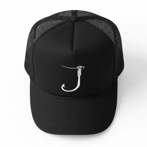 Boné de Pesca Zanter Hook Black visto de cima, com sua estampa amostra