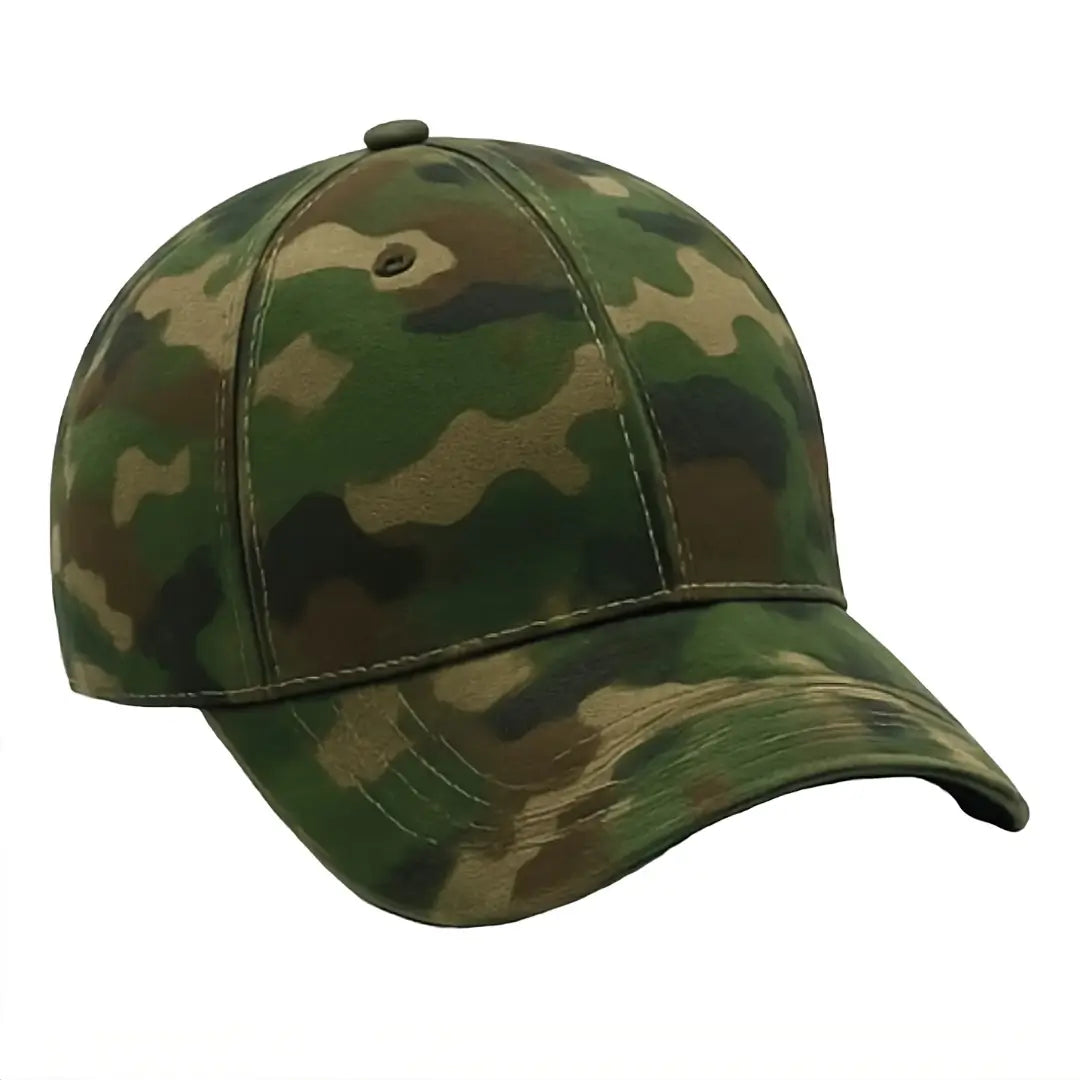 O Boné de Pesca Zanter Hunter Camuflado visto de lado, mostrando sua estampa camuflada