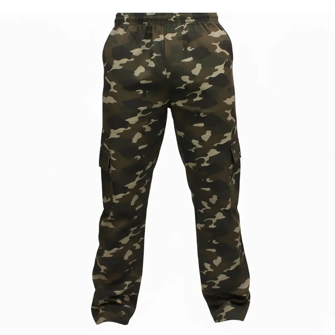 A Calça Tática Masculina Zanter Camuflada Verde vista de frente
