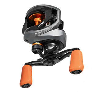 A Carretilha de Pesca Marine Sports Titan Pro sendo exibida na vertical