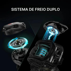 Os dois freios da Carretilha de Pesca Piscifun Carbon XCS, um centrífugo e um magnético