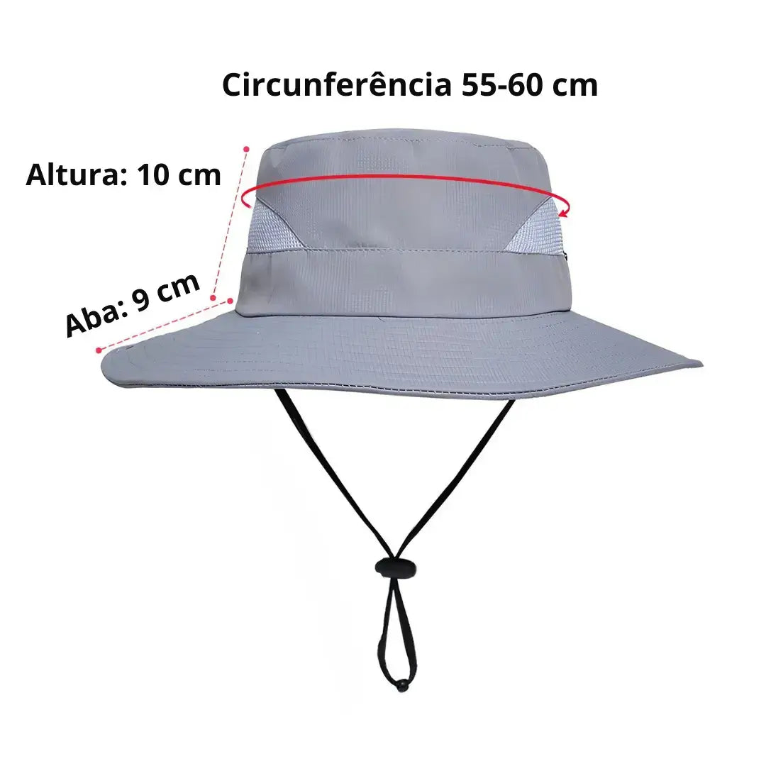 As medidas do Chapéu de Pesca Zanter Air Field