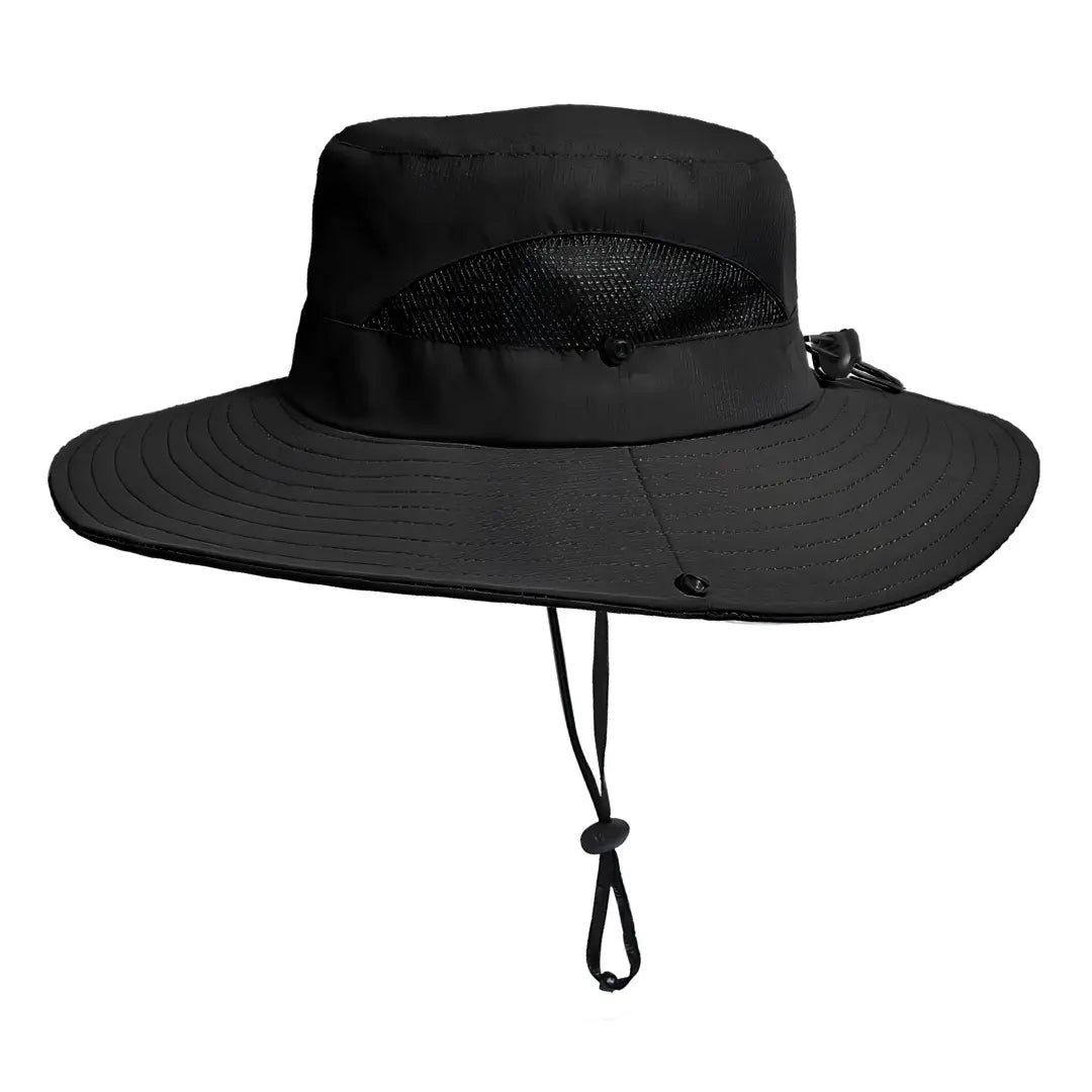 O Chapéu de Pesca Zanter Air Field na cor preto em foco