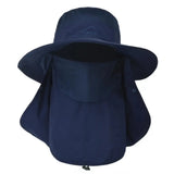 O Chapéu de Pesca Zanter Expedition Pro Azul visto de frente, com sua proteção de rosto em destaque