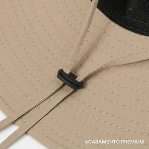 Chapéu de Pesca Zanter Outdoor Pro dando destaque ao seu cordão de ajustes e seu acabamento premium