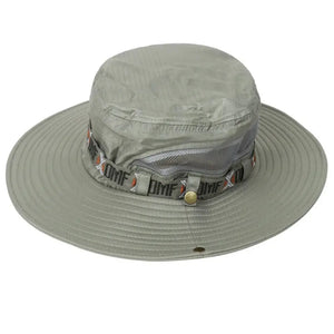 Chapéu de Pesca Zanter Explorer Max visto de cima, com o foco em suas costuras e em seu acabamento