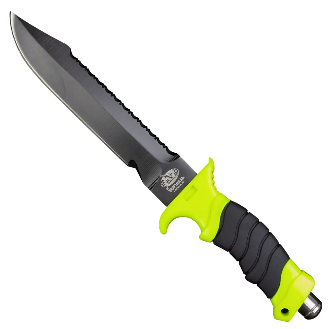 A Faca de Pesca Albatroz Astra mostrada na diagonal, com seu cabo e sua lâmina em destaque