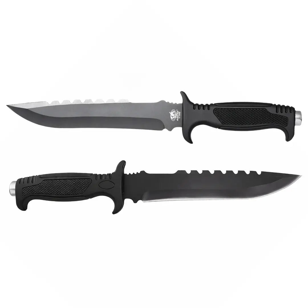 A Faca de Pesca Albatroz Ritf mostrada em duas imagens, cada uma está mostrando um lado da faca