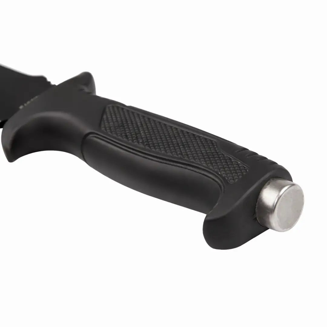 Foco no cabo emborrachado da Faca de Pesca Albatroz Ritf, com destaque para seu sistema de quebra vidros