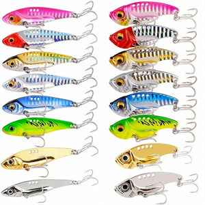 Isca Artificial Metal Jig Blade Bait 16 Peças com dois modelos e cores variadas