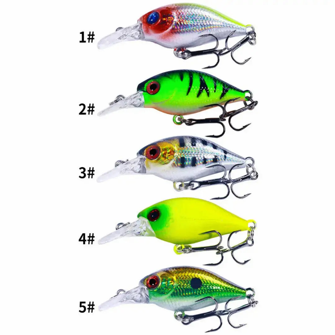 Isca Artificial Mini Crank 5 Peças com mergulho de 0,3 a 0,6m ideal para peixes agressivos