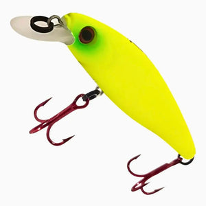 Isca Artificial Savage 65 Cor Lemon Flash vista do lado esquerdo, com suas garateias vermelhas