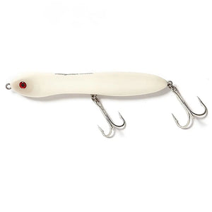 Isca Artificial Zig Zarinha Baby 80 Nelson Nakamura na cor osso apresentada do lado esquerdo