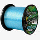 Carretel da Linha Monofilamento Zukibo Super Invisible 500M na cor azul visto de lado