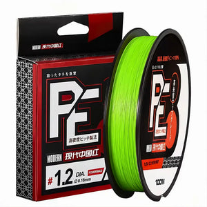 Carretel da Linha multifilamento Zukibo na cor verde, com sua caixa ao lado