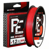 Carretel e a caixa da Linha multifilamento 8 fios Zukibo na cor vermelha em foco