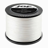 O Carretel da Linha Multifilamento Jof Super Braid na cor branca em foco, com o fundo branco
