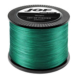 O Carretel da Linha Multifilamento Jof Super Braid na cor verde em foco, com o fundo branco