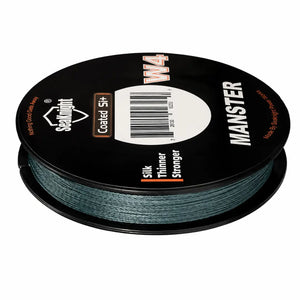 O carretel da Linha Multifilamento Manster W4 visto deitado, na cor cinza