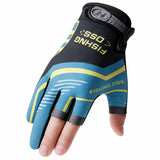 Uma mão vestindo a Luva de Pesca Zanter Axis na cor azul