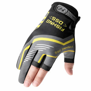 Uma mão vestindo a Luva de Pesca Zanter Axis na cor cinza