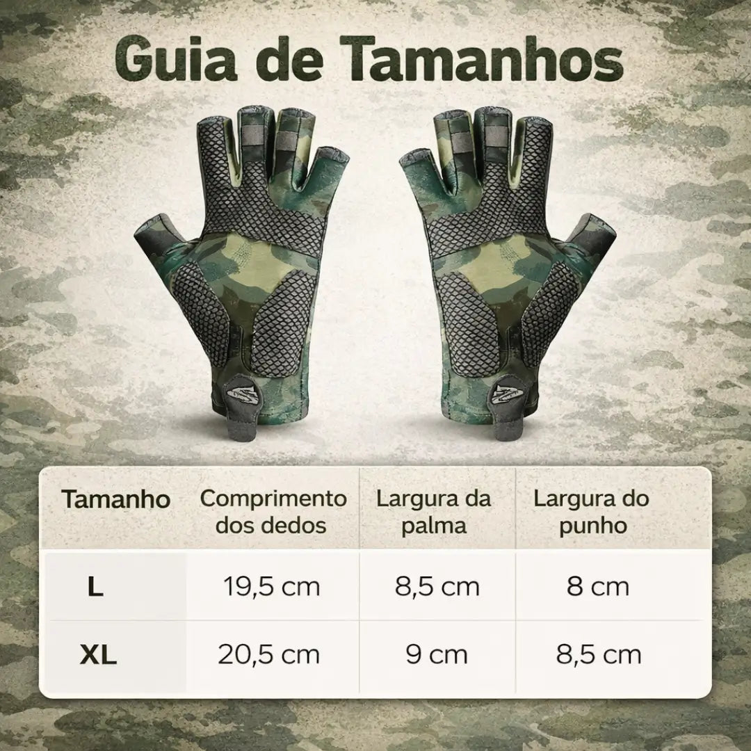 Guia de Tamanhos da Luva de Pesca Zanter GX Pro, disponível nos tamanhos L e XL