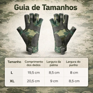 Guia de Tamanhos da Luva de Pesca Zanter GX Pro, disponível nos tamanhos L e XL