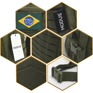 sete imagens do acabamento e construção da Mochila de Pesca MK verde
