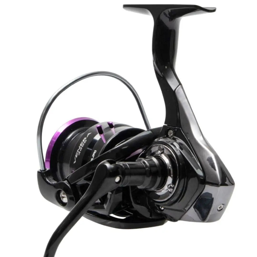 Molinete Maruri Venera 1000 mostrado de costa, com seu arco de alumínio em destaque